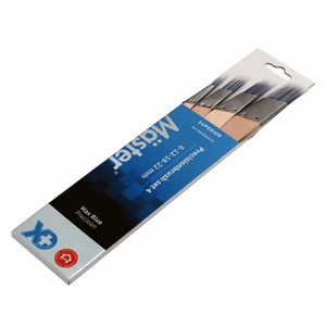 Strekpensel skrå Topp syntet blå Sett 4-pk