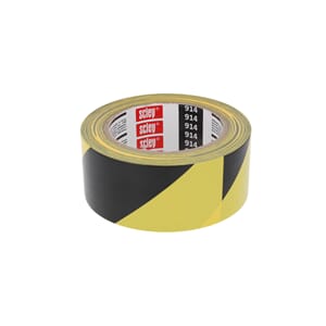 Varseltape gul/sort 48 mm × 33 m